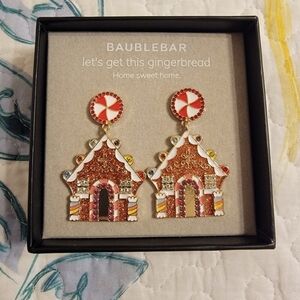 NWT Baublebar Gingerbread House Earrings